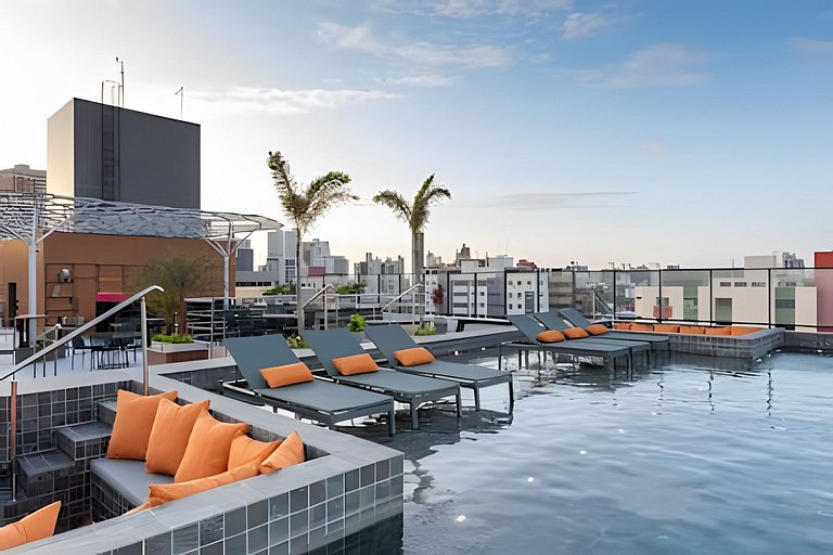 Flat à beira-mar com piscina