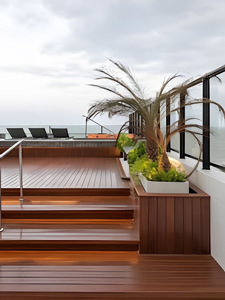 Flat pe na areia com piscina