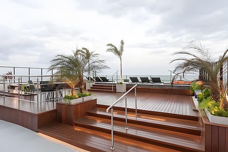 Flat pe na areia com piscina