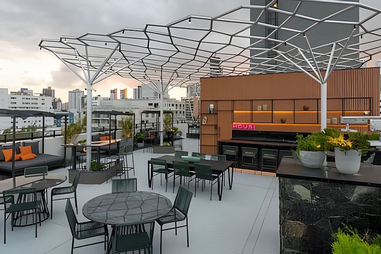 Flat pe na areia com piscina