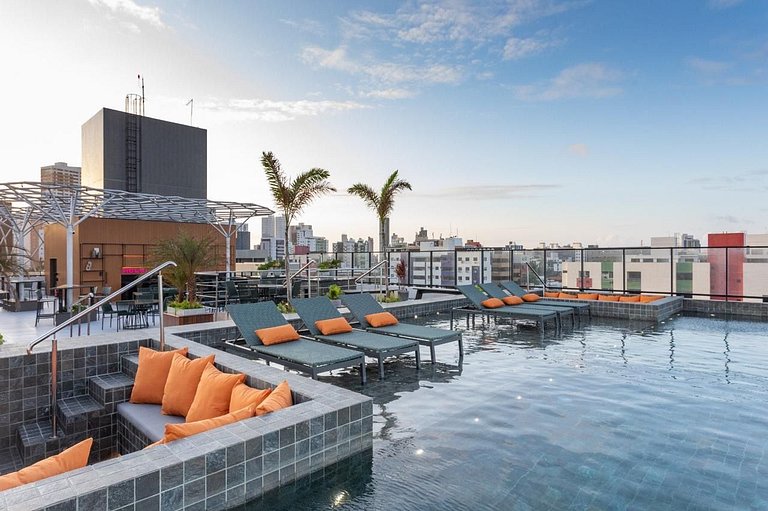 Flat Com Vista Incrível com Piscina - Pé na Areia