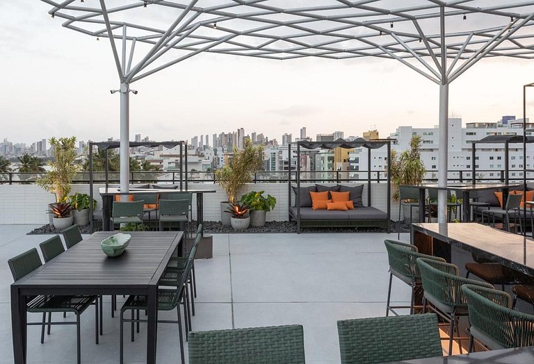 Flat Com Vista Incrível com Piscina - Pé na Areia