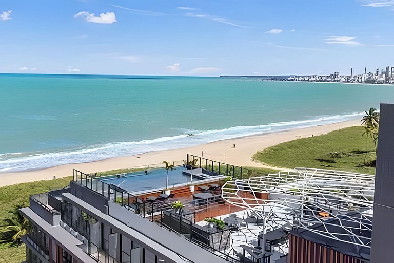 Flat Pé na Areia - Varanda Vista Mar - Piscina