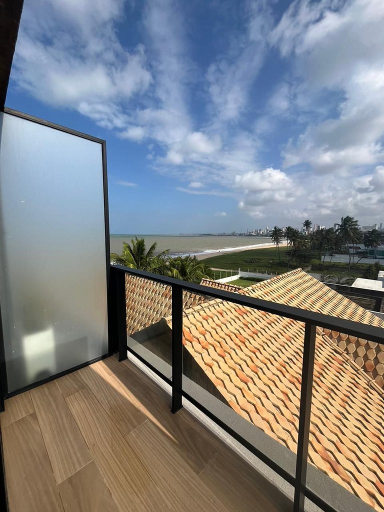 Flat com Varanda Vista Mar Incrível