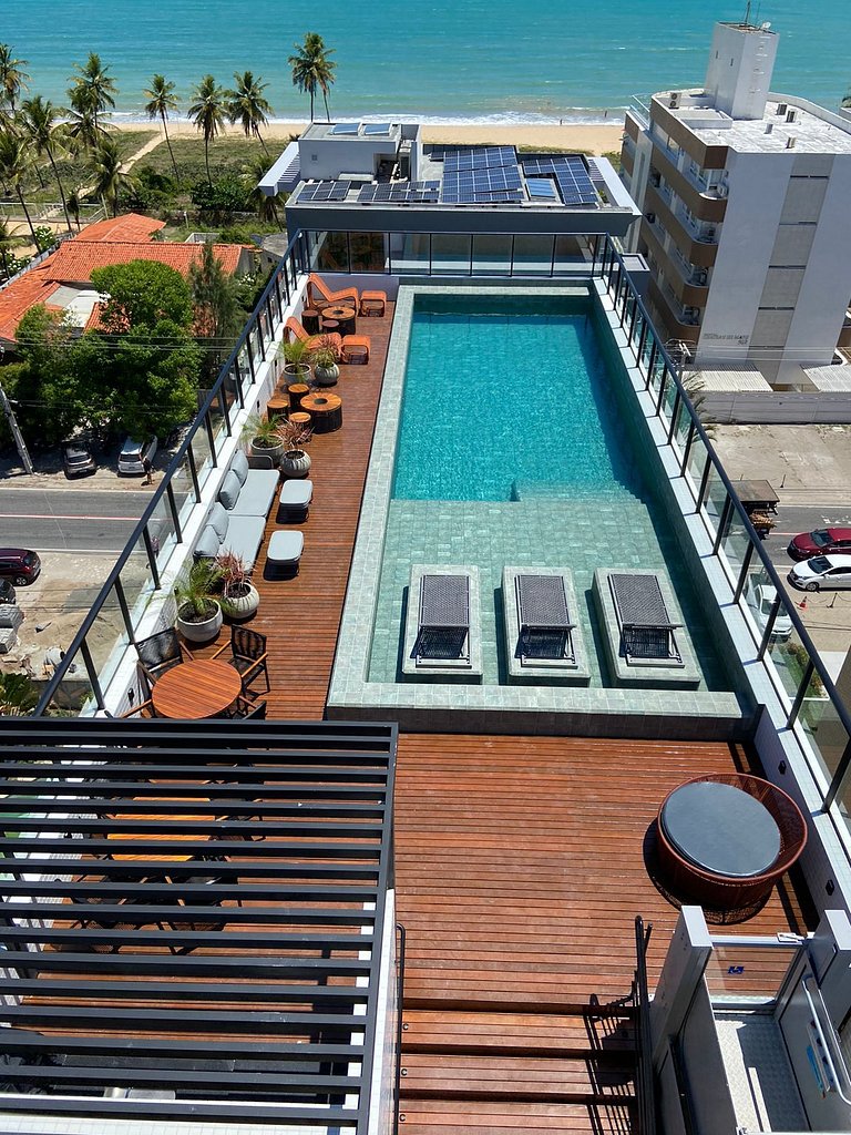 Flat Completo Vista Incrível Beira-mar - Moderno