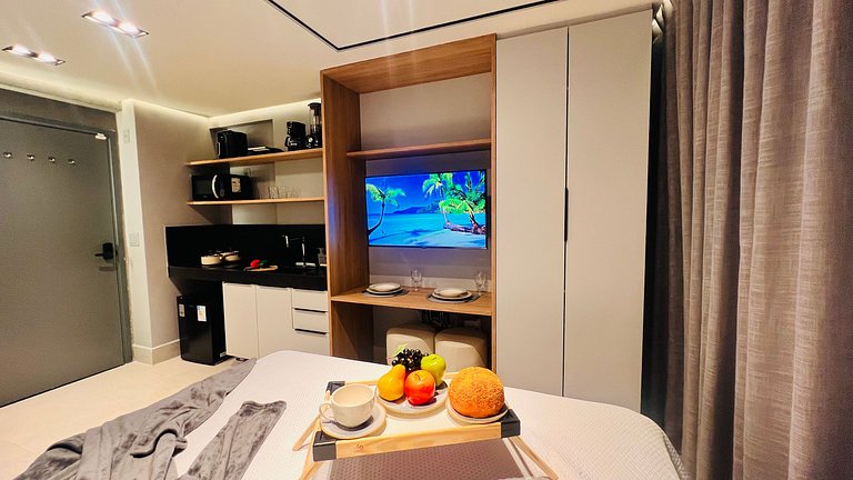 Flat Completo Vista Incrível Beira-mar - Moderno