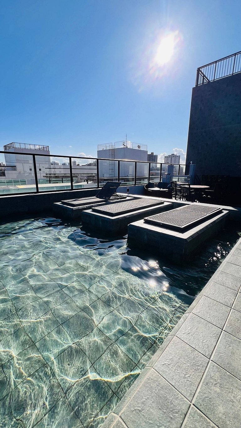 Flat Completo Vista Incrível Beira-mar - Moderno