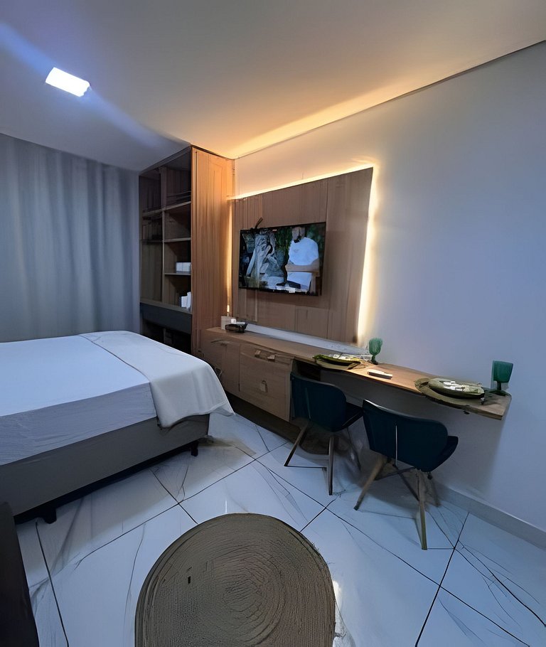 Flat completo poucos metros da praia