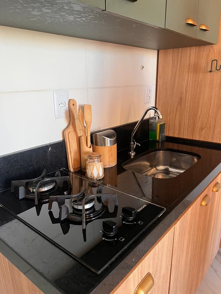 Flat completo poucos metros da praia