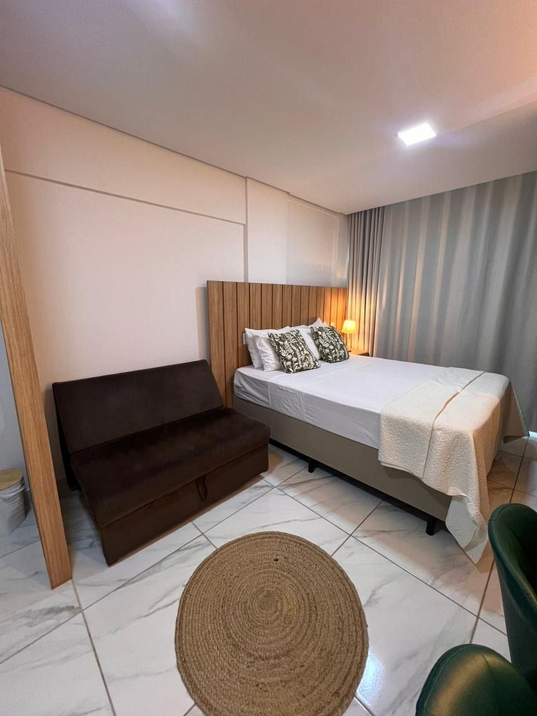 Flat completo poucos metros da praia