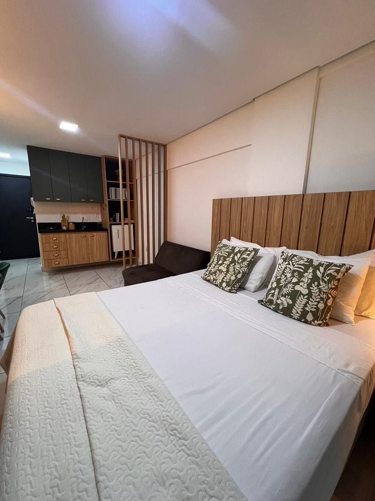 Flat completo poucos metros da praia