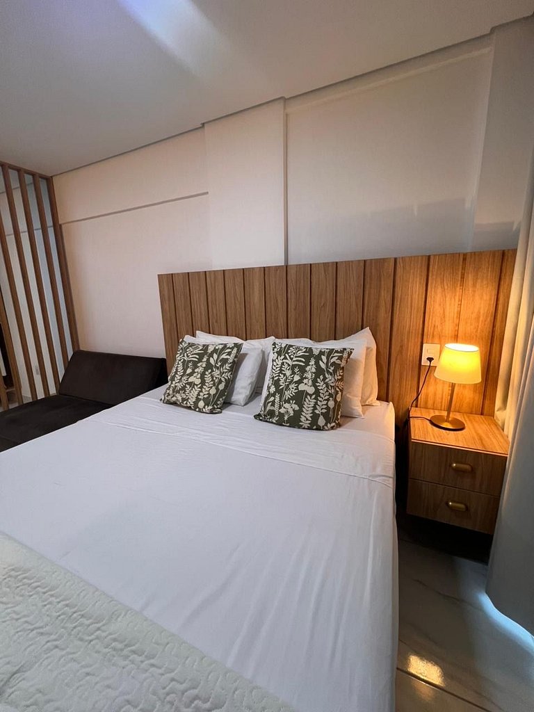 Flat completo poucos metros da praia