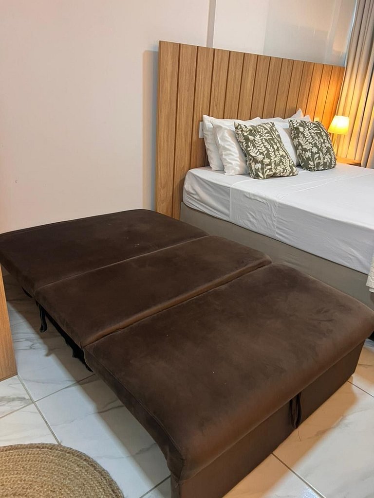 Flat completo poucos metros da praia