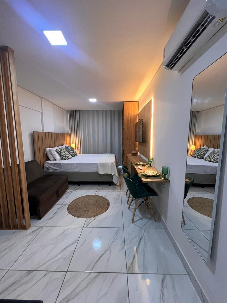 Flat completo poucos metros da praia