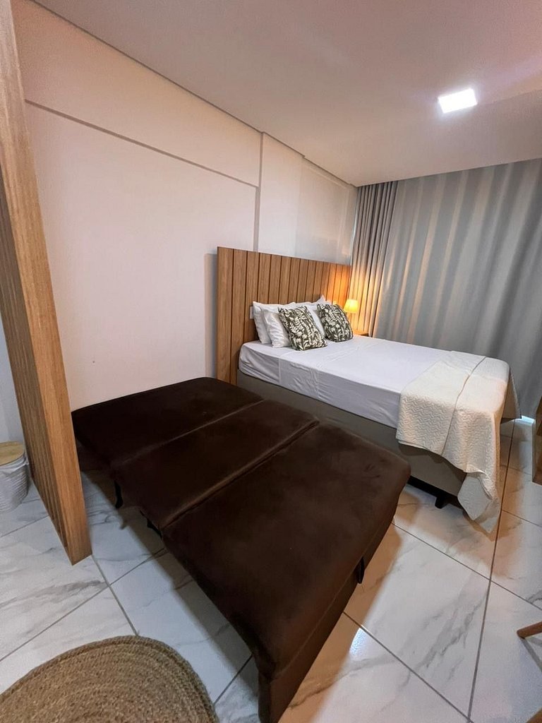 Flat completo poucos metros da praia