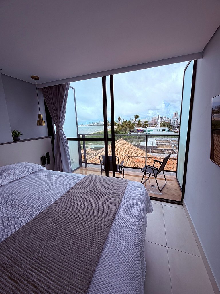 Flat Pé na Areia - Varanda Vista Mar - Piscina