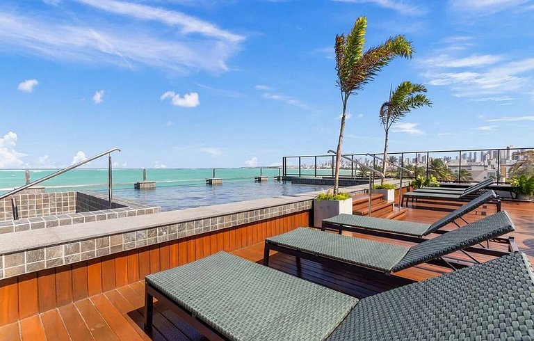 Flat Pé na Areia - Varanda Vista Mar - Piscina